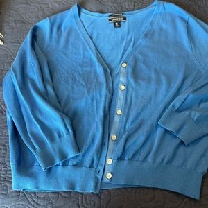 Lands End 3/4 Sleeve Blue Sweater
